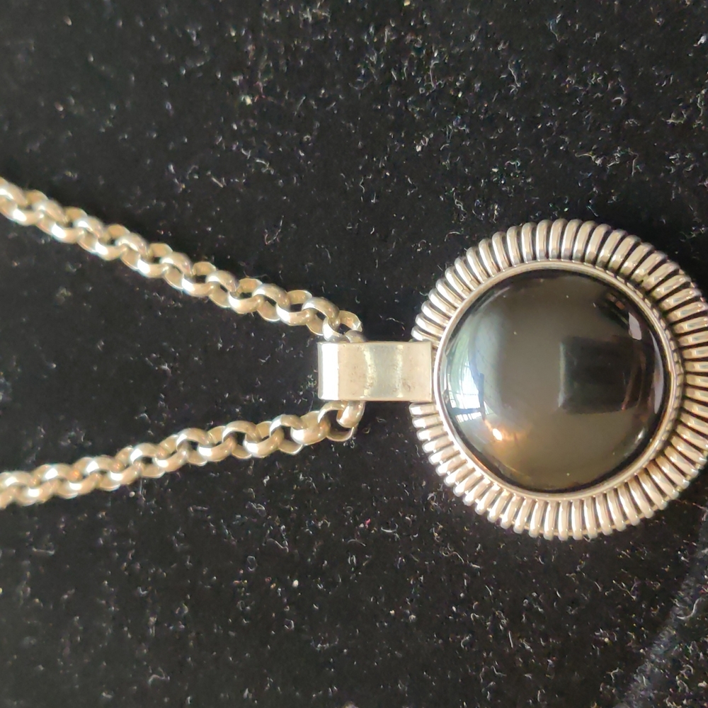 925 STERLING SILVER & Black Onyx Pendant Necklace